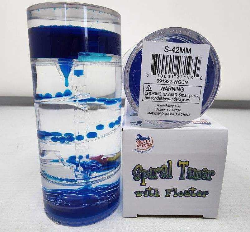 WARM FUZZY Toys (1) Mermaid Spiral Timer - 3 Minutes Liquid Motion Bubbler Timer for Kids - Bubble Drop Hourglass - Fidget Sensory Toys for Prize Box, PTA, Stocking Stuffers