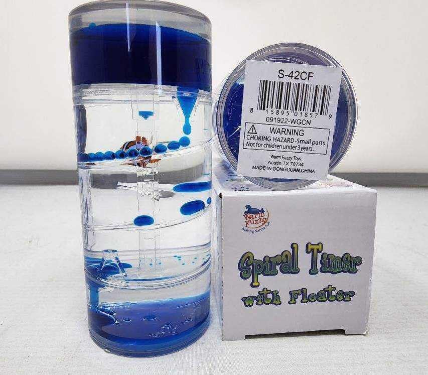 WARM FUZZY Toys (1) Clownfish Spiral Timer - 3 Minutes Liquid Motion Bubbler Timer for Kids - Bubble Drop Hourglass - Fidget Sensory Toys for Prize Box, PTA, Stocking Stuffers