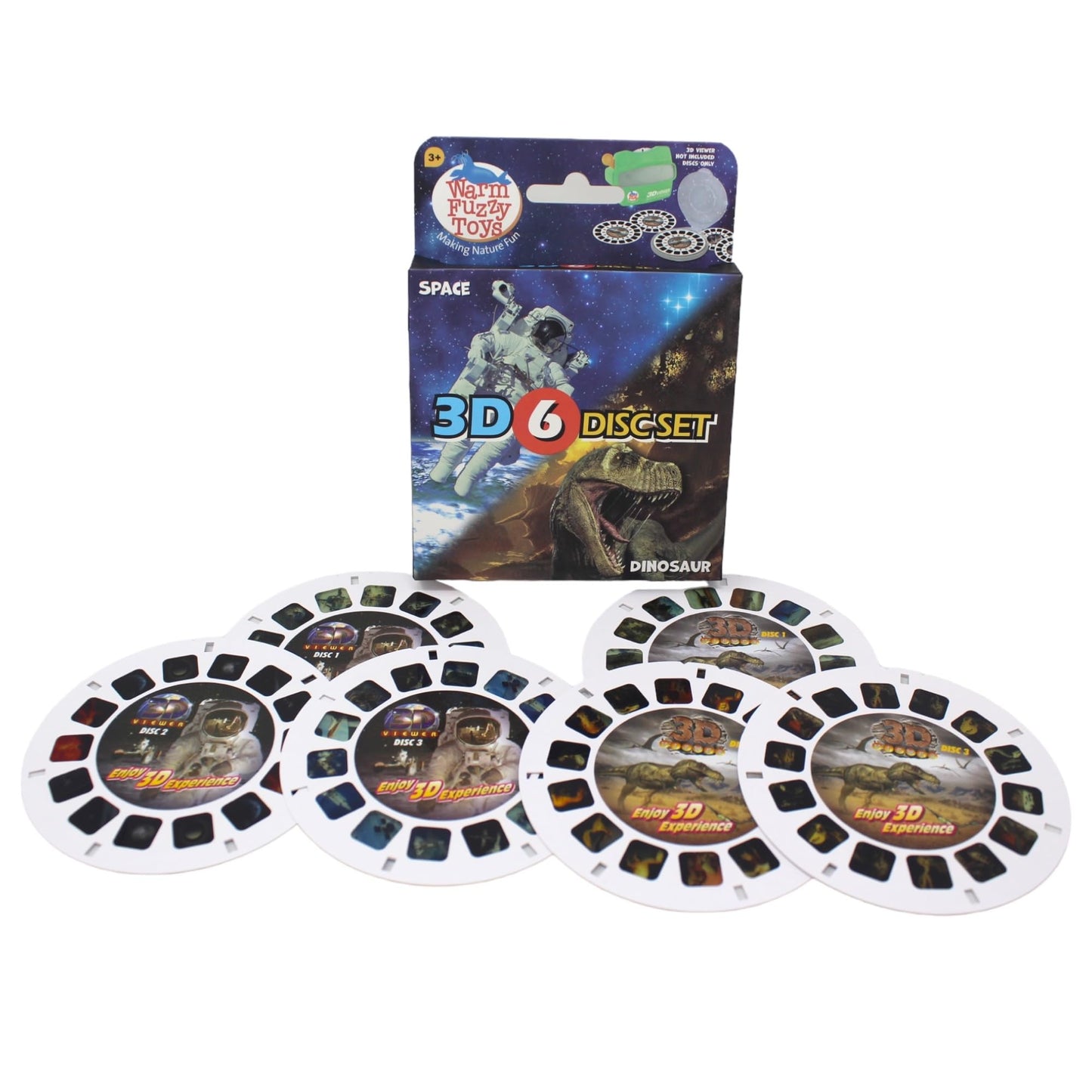 WARM FUZZY Toys Space & Dinosaur Viewfinder Reels - Kids & Adults, Classic 3D Reel, Retro Toys, 6 Slide with 42 HD 3D Images