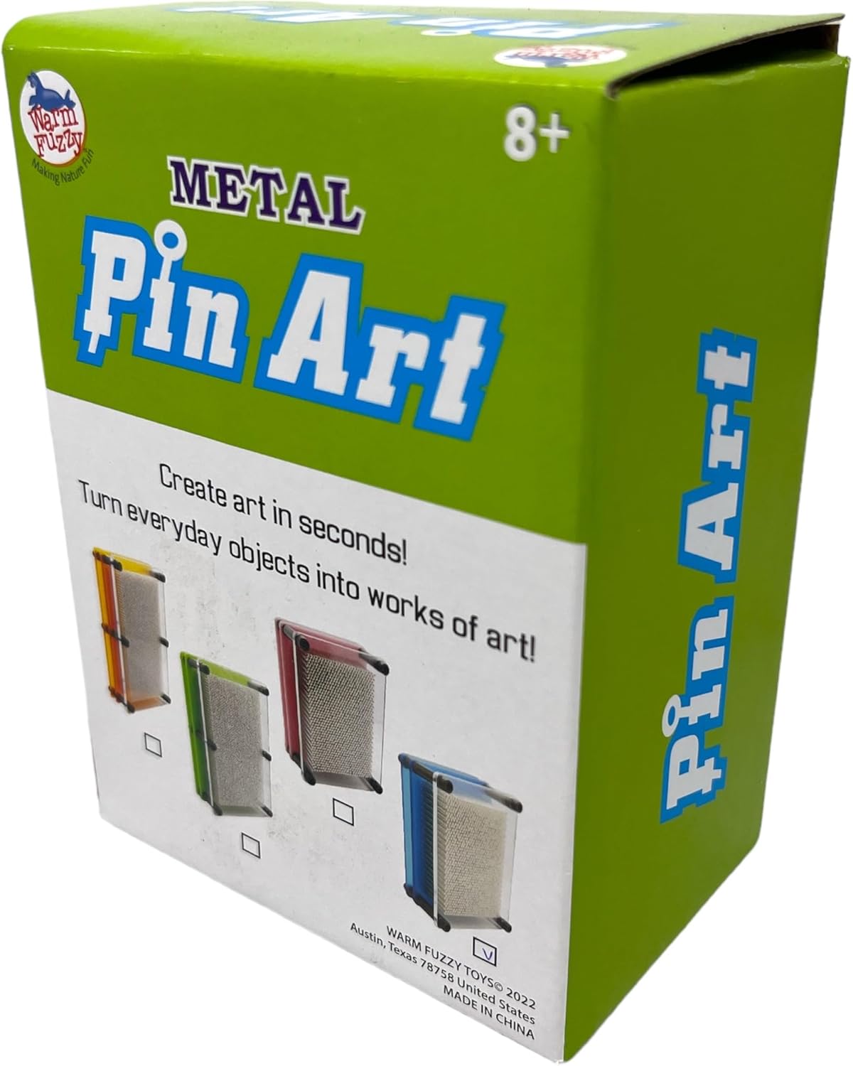 Warm Fuzzy Toys 5”L x 4”W x 2.5”H Metal Silver Pin Art - Moveable Metal Pins to Create 3D Images - Inspire Imagination - Innovative Boundless Creativity for Children & Adults Learning Gift