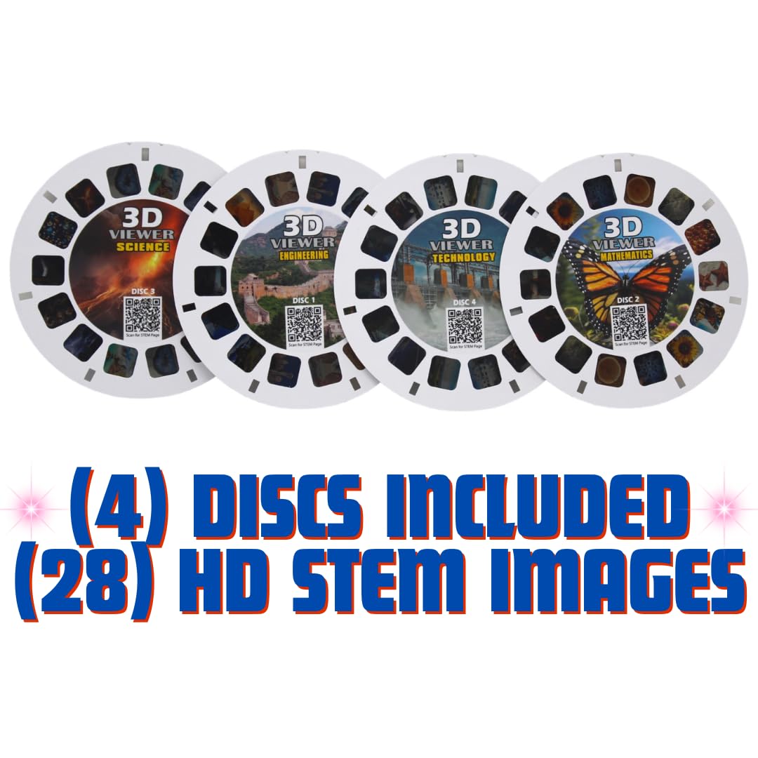 WARM FUZZY Toys STEM Viewfinder - Viewfinder for Kids & Adults, Classic Toys, Slide Viewer, 3D Reel Viewer, Retro Toys, Vintage Toys with 4 Reels - Contains 28 High Definition Educational 3D Images