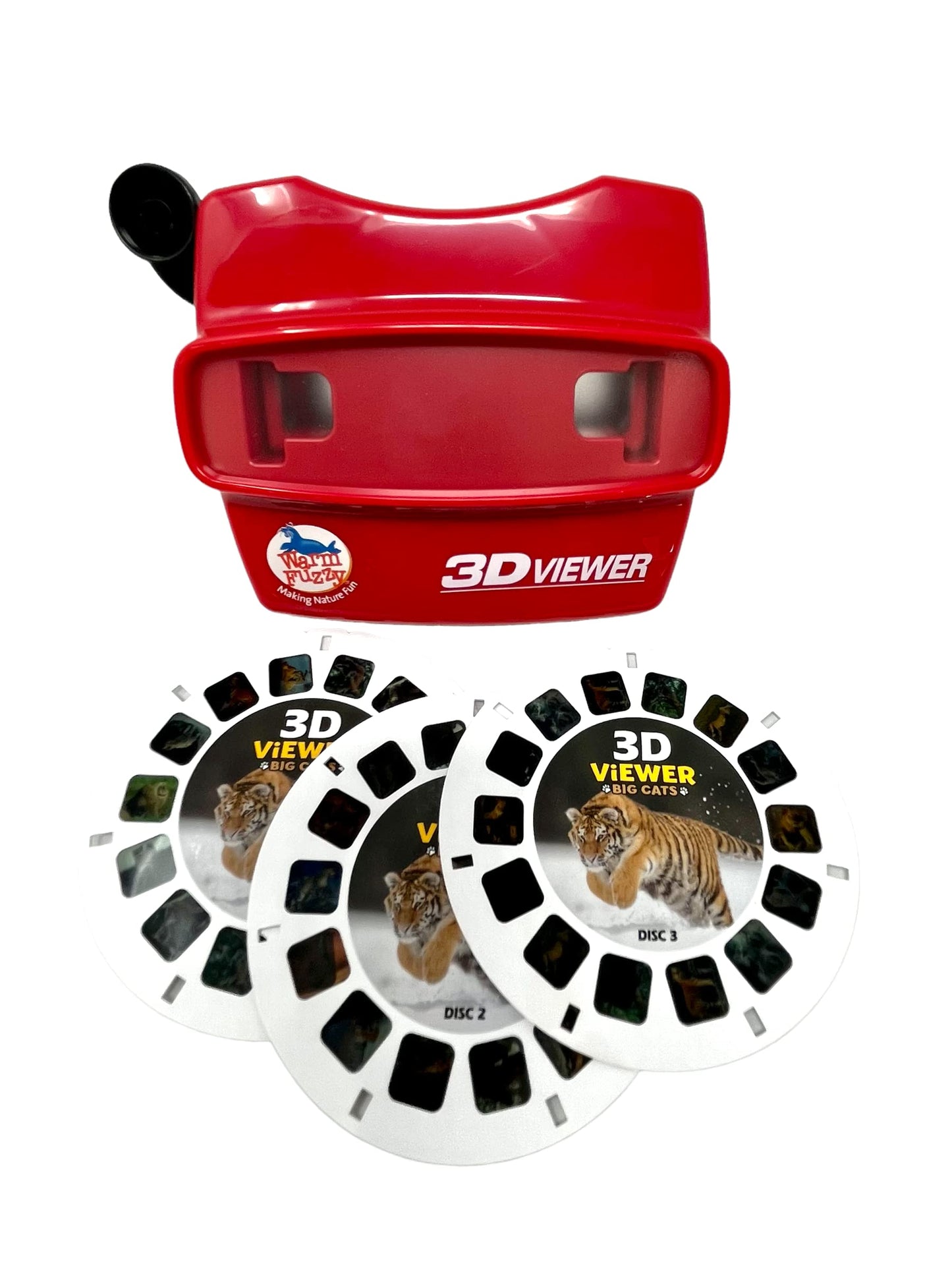WARM FUZZY Toys 3D Viewer (Big Cats) T-214BC - Perfect for at Home or in The Classroom. Images of Lions, Tigers, Cheetahs, Leopards and More on 3 Photo Discs!