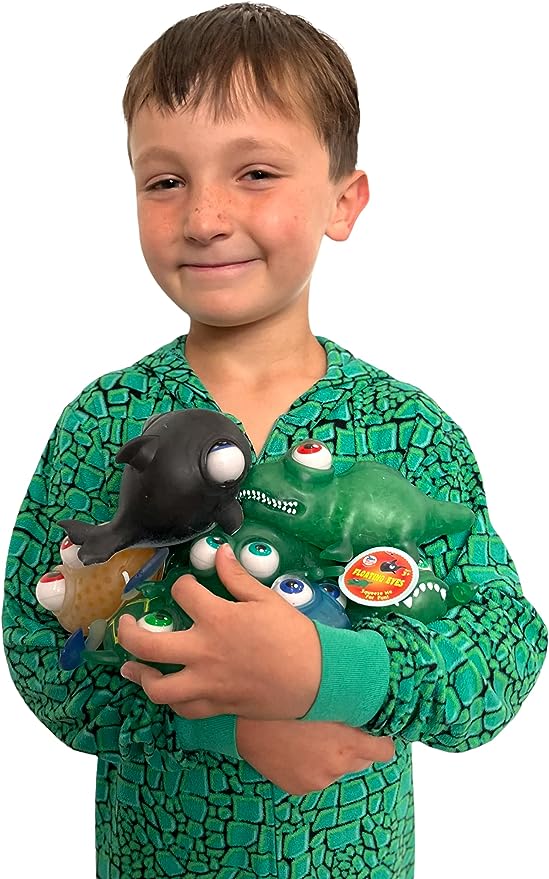 WARM FUZZY Toys (1) Floating Eye Animal Squishy Dinosaur | Funny Sensory Fidget Great for Party Favor, Prize Box, PTA Carnival or School Fundraisers