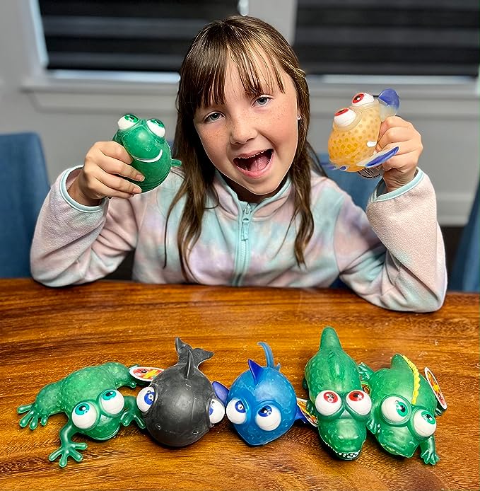 WARM FUZZY Toys (1) Floating Eye Animal Squishy Dinosaur | Funny Sensory Fidget Great for Party Favor, Prize Box, PTA Carnival or School Fundraisers
