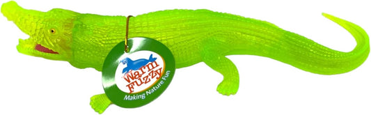 WARM FUZZY Toys 10” Long Neon Alligator with Squeaker Toy for Kids, Animal Figurine, Alligator Toys for Pretend Play and Wildlife Decorations, Perfect for Party Favors, Prize Box and PTA Carnival