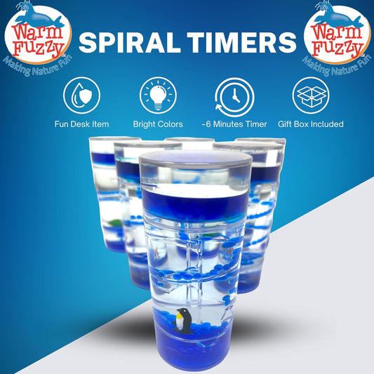 WARM FUZZY Toys (1) Shark Spiral Timer - 3 Minutes Liquid Motion Bubbler Timer for Kids - Bubble Drop Hourglass - Fidget Sensory Toys for Prize Box, PTA, Stocking Stuffers