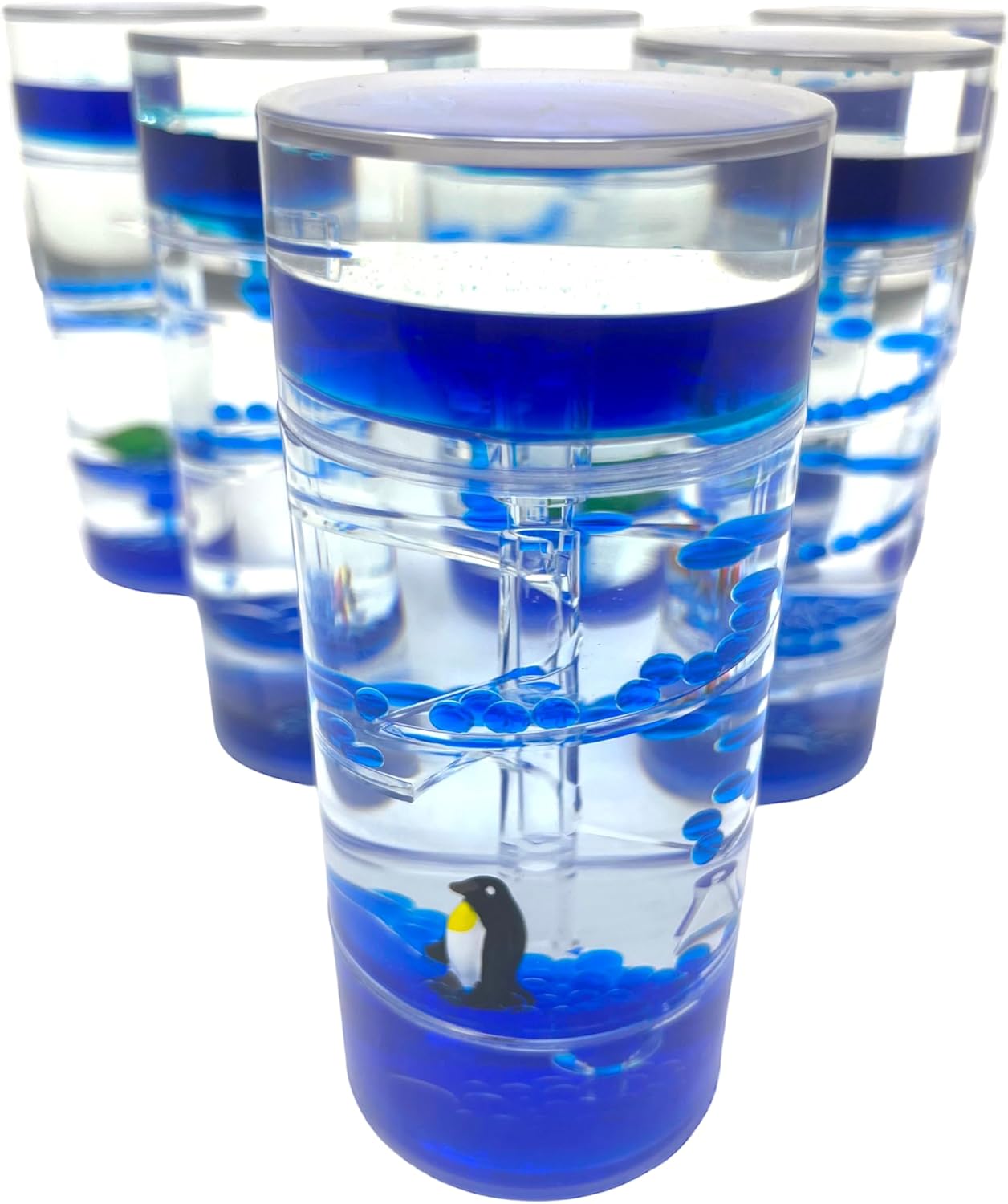 WARM FUZZY Toys (1) Shark Spiral Timer - 3 Minutes Liquid Motion Bubbler Timer for Kids - Bubble Drop Hourglass - Fidget Sensory Toys for Prize Box, PTA, Stocking Stuffers