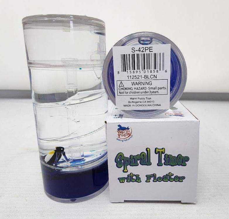 WARM FUZZY Toys (1) Shark Spiral Timer - 3 Minutes Liquid Motion Bubbler Timer for Kids - Bubble Drop Hourglass - Fidget Sensory Toys for Prize Box, PTA, Stocking Stuffers