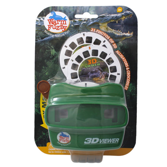 Warm Fuzzy 3D Viewfinder (Alligator) - Kids & Adults Classic Slide Viewer, 3D Reel Viewer, Retro Vintage Toys with 3 Reels - 21 High Definition 3D Images