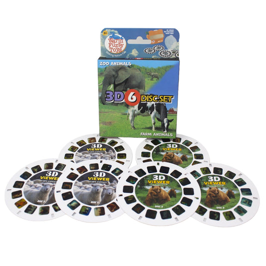 Warm Fuzzy Farm and Zoo Viewfinder Reels - Kids & Adults, Classic Toys, 3D Slide Reel, Retro Toys, 6 Slides with 42 HD 3D Images
