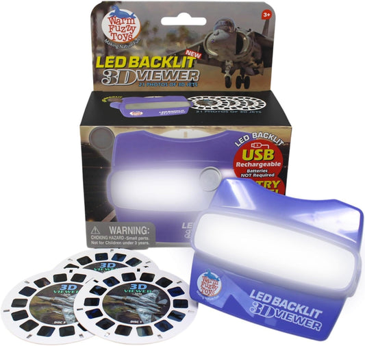 WARM FUZZY Toys LED Backlit 3D Viewer – (Insects) – New 2025 USB-C Rechargeable Slide Viewer for Kids & Adults Includes 3 Reels with 21 HD 3D Images – Patent-Pending Retro Toy, No Light Source Needed