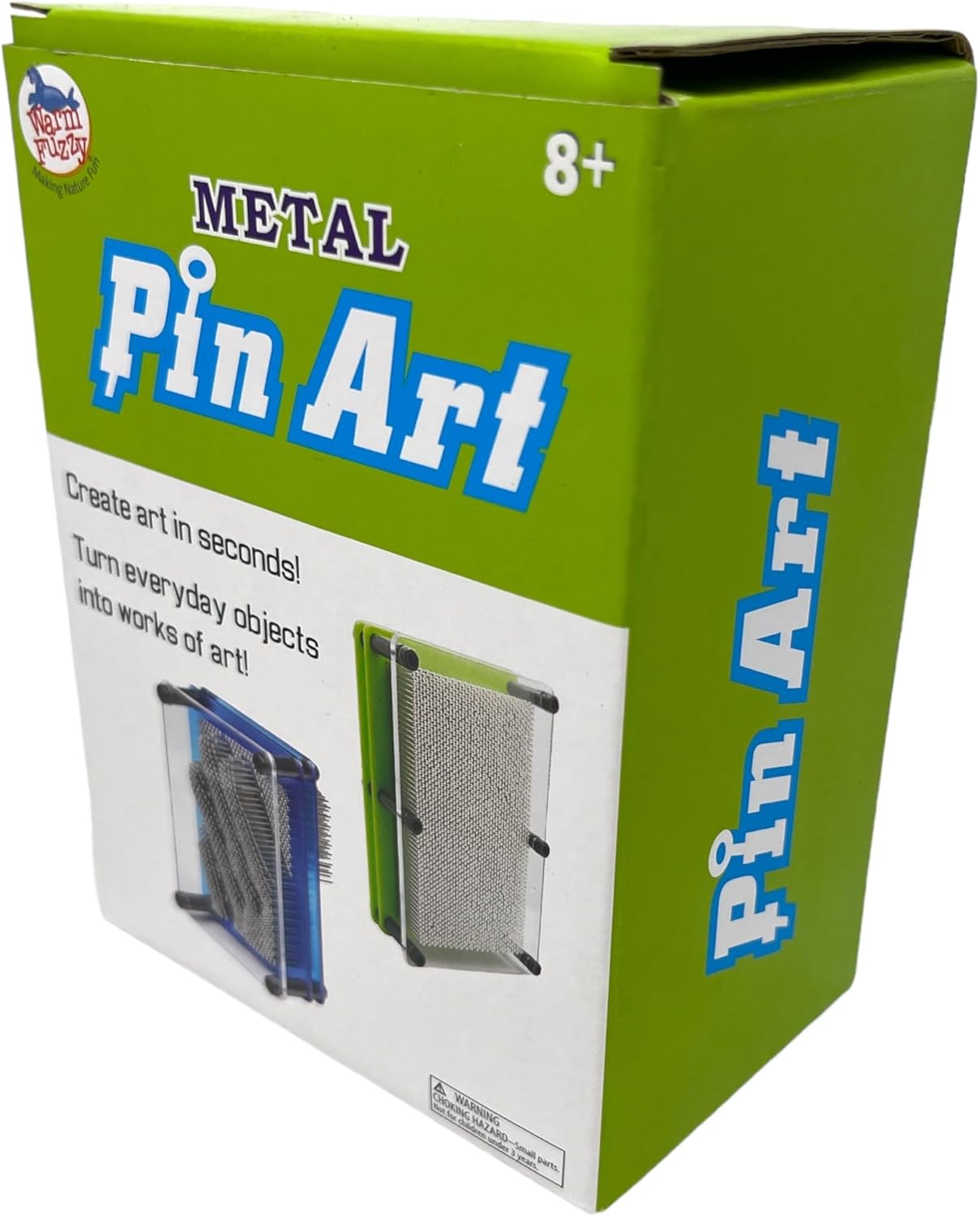 Warm Fuzzy Toys 5”L x 4”W x 2.5”H Metal Silver Pin Art - Moveable Metal Pins to Create 3D Images - Inspire Imagination - Innovative Boundless Creativity for Children & Adults Learning Gift