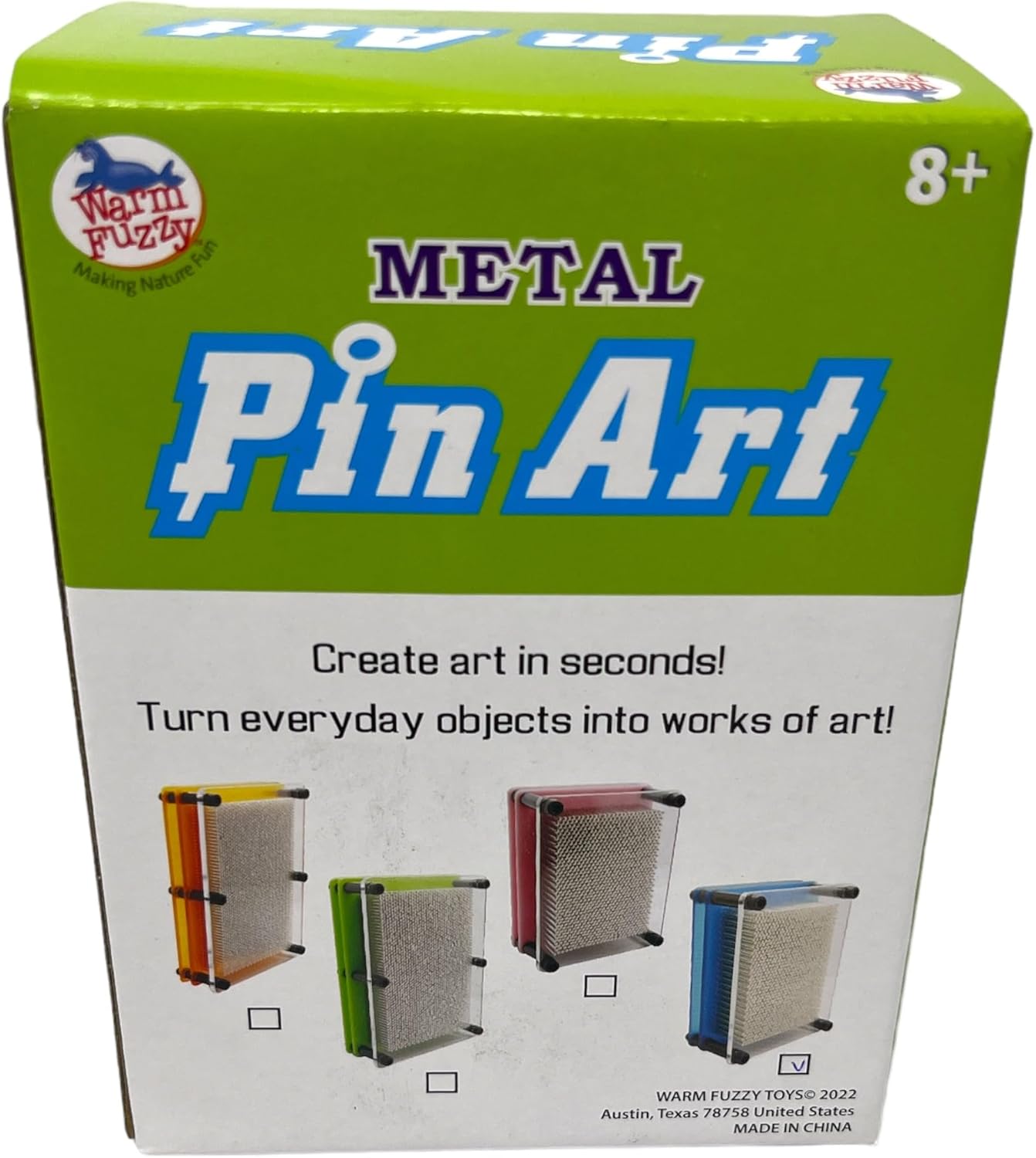 Warm Fuzzy Toys 5”L x 4”W x 2.5”H Metal Silver Pin Art - Moveable Metal Pins to Create 3D Images - Inspire Imagination - Innovative Boundless Creativity for Children & Adults Learning Gift