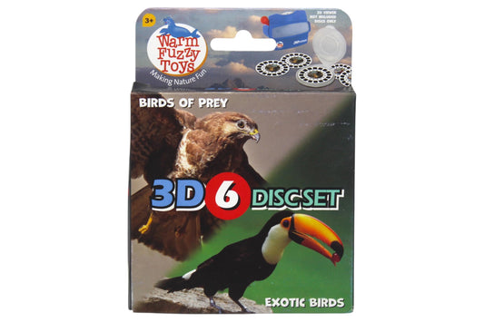 WARM FUZZY Viewfinder Reels for Kids & Adults, Classic Toys, 3D Reel, Retro Toys, Contains 6 Slides with 42 High Definition 3D Images of Birds of Prey and Exotic Birds