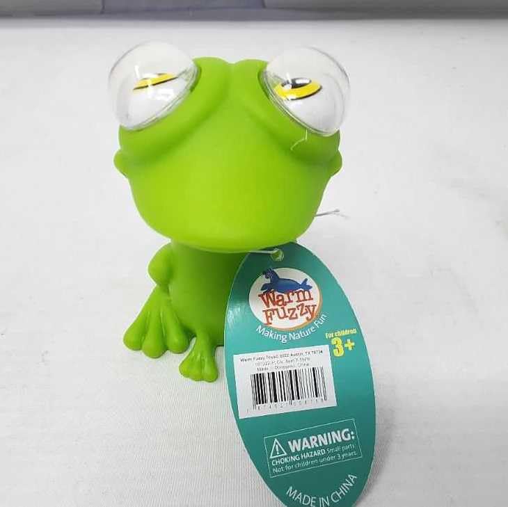 WARM FUZZY Toys (1) Frog Poppin Peepers - Squeezy Animals with Pop Out Eyes - Stress Relief Toy Suitable for Autism & ADHD - Funny Sensory Toys Great for Home, Classroom, Birthday Party Favors