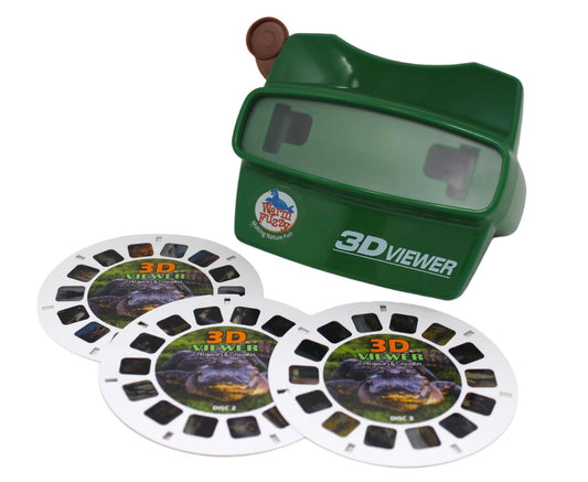 Warm Fuzzy 3D Viewfinder (Alligator) - Kids & Adults Classic Slide Viewer, 3D Reel Viewer, Retro Vintage Toys with 3 Reels - 21 High Definition 3D Images