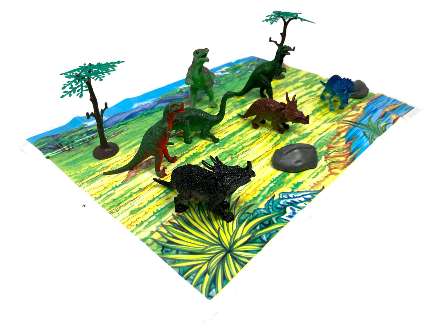 WARM FUZZY Toys Kids Tub of 7 Realistic Dinosaur Figurines, 1 Tub & Playmat - Engaging Educational Playtime - Ultimate Fun & Learning Experience for Home or Classroom (Ages 3+)