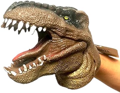 WARM FUZZY Toys (1) Dinosaur Hand Puppets Realistic Latex Soft Animal Head Toys Set, Hand Puppet Toys Gift for Kids, Party Show Imaginative Play (T-Rex)