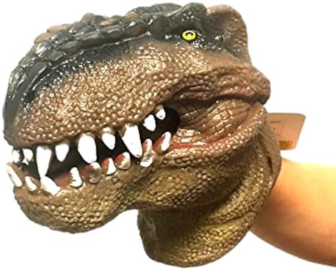 WARM FUZZY Toys (1) Dinosaur Hand Puppets Realistic Latex Soft Animal Head Toys Set, Hand Puppet Toys Gift for Kids, Party Show Imaginative Play (T-Rex)