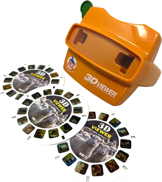 Warm Fuzzy 3D Viewfinder (Farm) - Kids & Adults Classic Slide Viewer, 3D Reel Viewer, Retro Vintage Toys with 3 Reels - 21 High Definition 3D Images