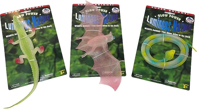 WARM FUZZY Toys Super Bright Glow Animals ~ Wildlife Animals That Come Alive in The Dark. Super Bright Glow in The Dark Alligators, Bats, Snakes. Perfect for The Home or Classroom. (Snake)