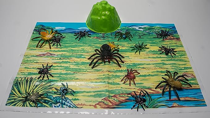 WARM FUZZY Toys Kids Tub of 7 Realistic Spider Figurines, 1 Tub & Playmat - Engaging Educational Playtime - Ultimate Fun & Learning Experience for Home or Classroom (Ages 3+)