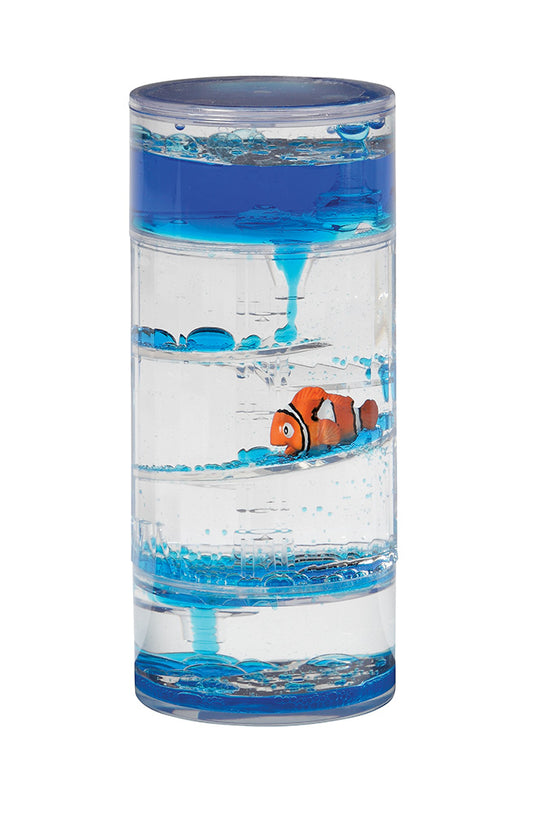 WARM FUZZY Toys (1) Clownfish Spiral Timer - 3 Minutes Liquid Motion Bubbler Timer for Kids - Bubble Drop Hourglass - Fidget Sensory Toys for Prize Box, PTA, Stocking Stuffers