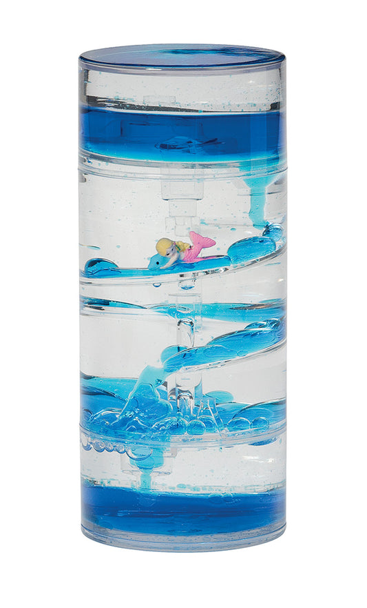 WARM FUZZY Toys (1) Mermaid Spiral Timer - 3 Minutes Liquid Motion Bubbler Timer for Kids - Bubble Drop Hourglass - Fidget Sensory Toys for Prize Box, PTA, Stocking Stuffers
