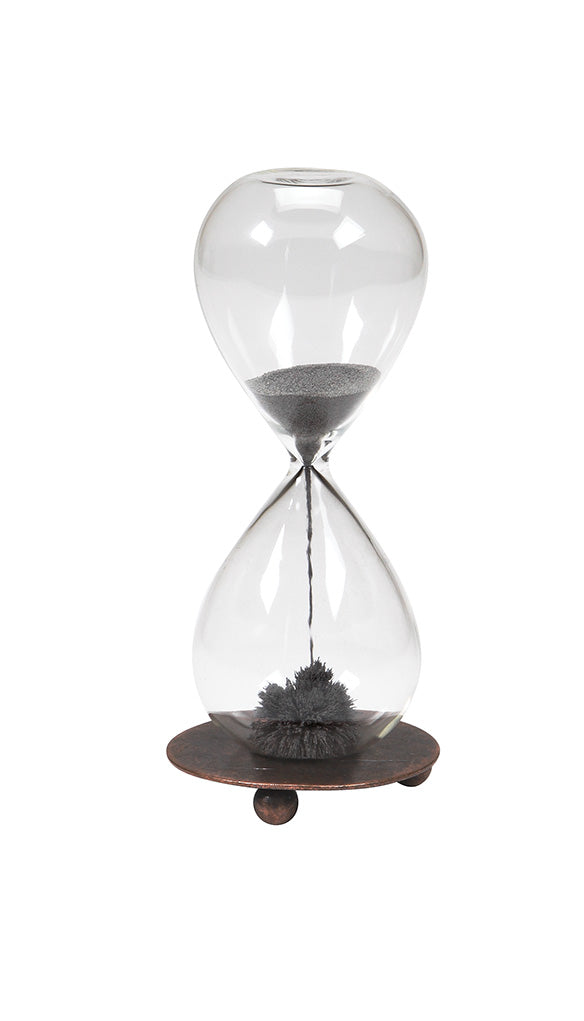 WARM FUZZY Toys Magnetic Hourglass - 1 Minute Sand Timer - Large Sand Clock with Black Magnet Iron Powder & Metal Base, Sand Watch - Hourglass Sandglass for Office Desk and Home Decorative