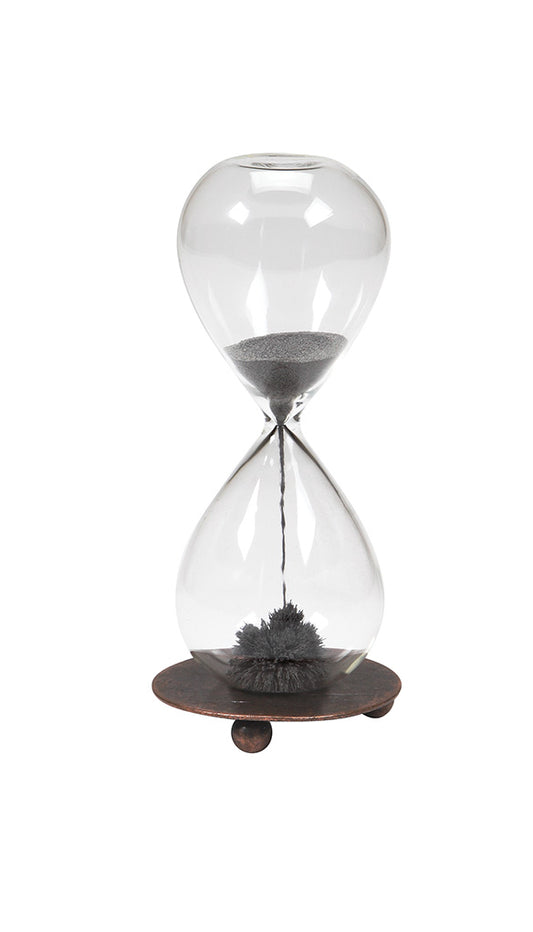 WARM FUZZY Toys Magnetic Hourglass - 1 Minute Sand Timer - Large Sand Clock with Black Magnet Iron Powder & Metal Base, Sand Watch - Hourglass Sandglass for Office Desk and Home Decorative