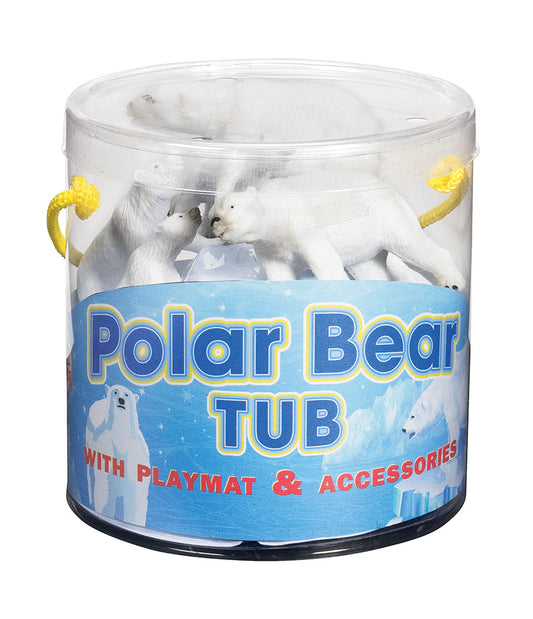WARM FUZZY Toys Kids Tub of 7 Realistic Polar Bear Figurines, 1 Tub & Playmat - Engaging Educational Playtime - Ultimate Fun & Learning Experience for Home or Classroom (Ages 3+)