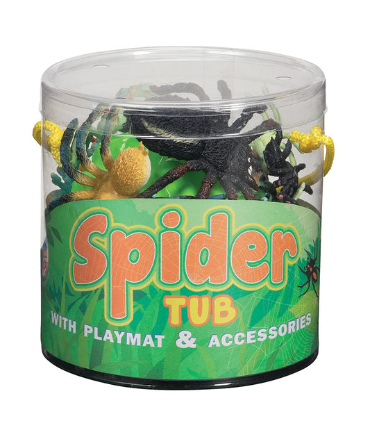 WARM FUZZY Toys Kids Tub of 7 Realistic Spider Figurines, 1 Tub & Playmat - Engaging Educational Playtime - Ultimate Fun & Learning Experience for Home or Classroom (Ages 3+)