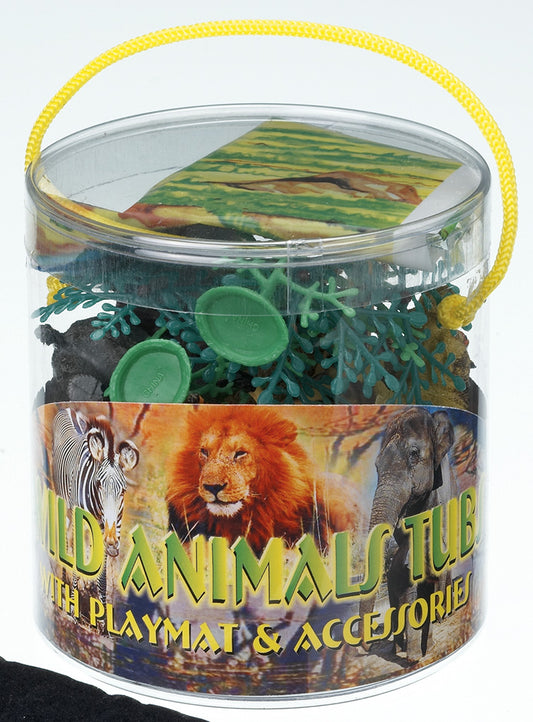WARM FUZZY Toys Kids Tub of 7 Realistic Zoo Animals Figurines, 1 Tub & Playmat - Engaging Educational Playtime - Ultimate Fun & Learning Experience for Home or Classroom (Ages 3+)