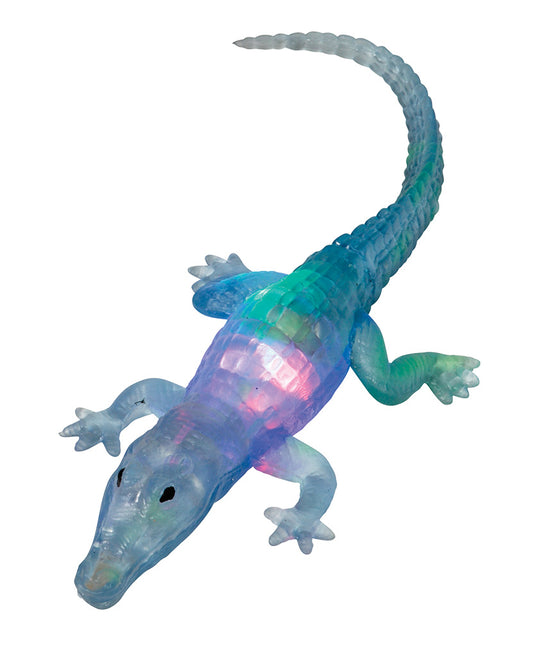 WARM FUZZY Toys (1) Light Up Squishy Bead Alligator | Flashing Squeezing Stress Relief Toys Filled with Water Beads, Calming Sensory Toys for Autism, ADHD, Fun Party Favors for Kids