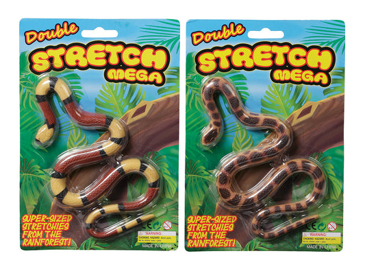 WARM FUZZY Toys Mega Stretch Snake Toy| Stretches to 5 Feet | 2 Assorted Styles of Realistic Snake Toys Great for Pranks, Party Favors, Easter Basket for Kids, Small Classroom Prizes