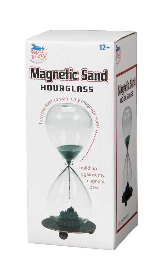 WARM FUZZY Toys Magnetic Hourglass - 1 Minute Sand Timer - Large Sand Clock with Black Magnet Iron Powder & Metal Base, Sand Watch - Hourglass Sandglass for Office Desk and Home Decorative
