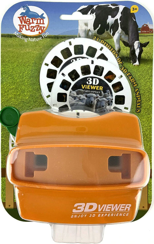 Warm Fuzzy 3D Viewfinder (Farm) - Kids & Adults Classic Slide Viewer, 3D Reel Viewer, Retro Vintage Toys with 3 Reels - 21 High Definition 3D Images